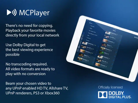 MCPlayer HD Pro wireless video player for iPad