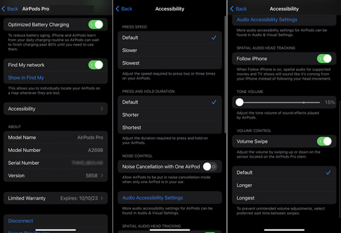 Tweak Accessibility Settings on airpods pro