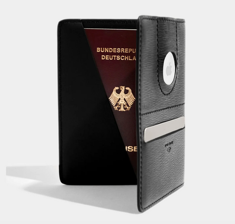 Vocier Leather Passport Holder compatible with AirTag