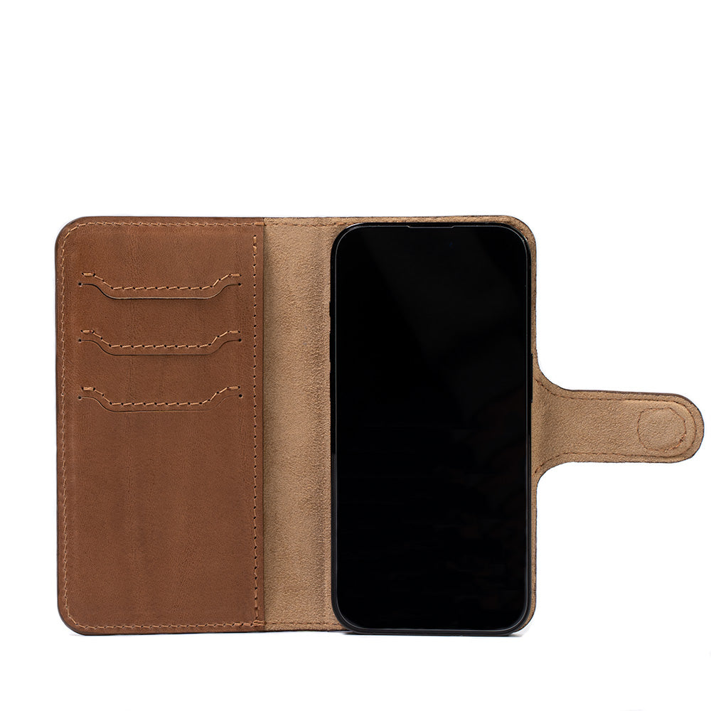 Leather Folio Case Wallet with MagSafe for iPhone 15 series