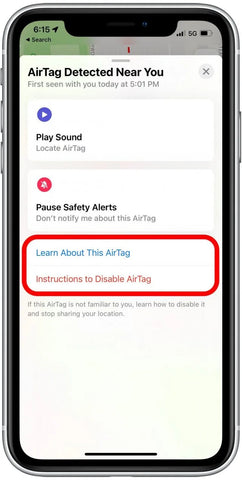 disable airtag near you