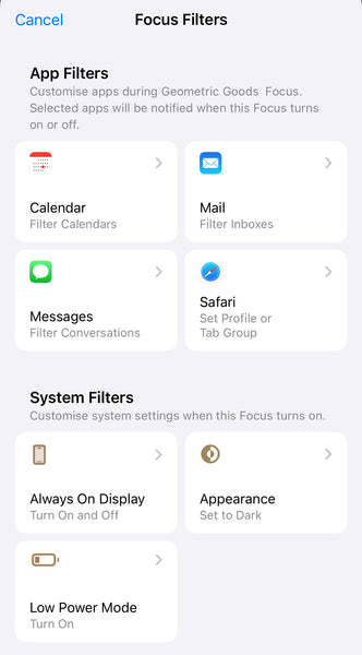 Comment personnaliser les applications et le comportement de l'appareil en mode focus sur iPhone 15 avec iOS 17