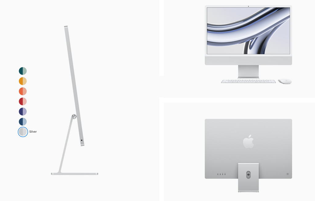 iMac M3 design in silver color
