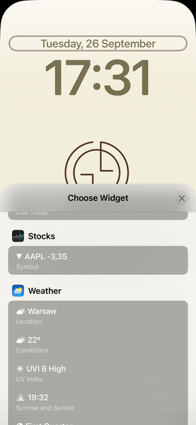 top of your screen to pick an alternative top widget