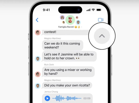 iMessage iOS 17 new navigation catch up arrow feature for group chats