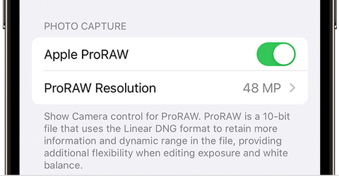 iphone 15 pro settings camera Pro Raw format