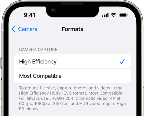 iphone 15 pro settings camera formats