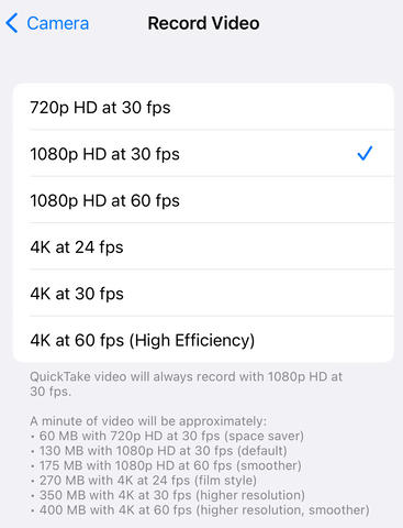 iphone 15 record video settings