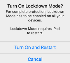 Lockdown Mode on all devices iphone ipad apple watch