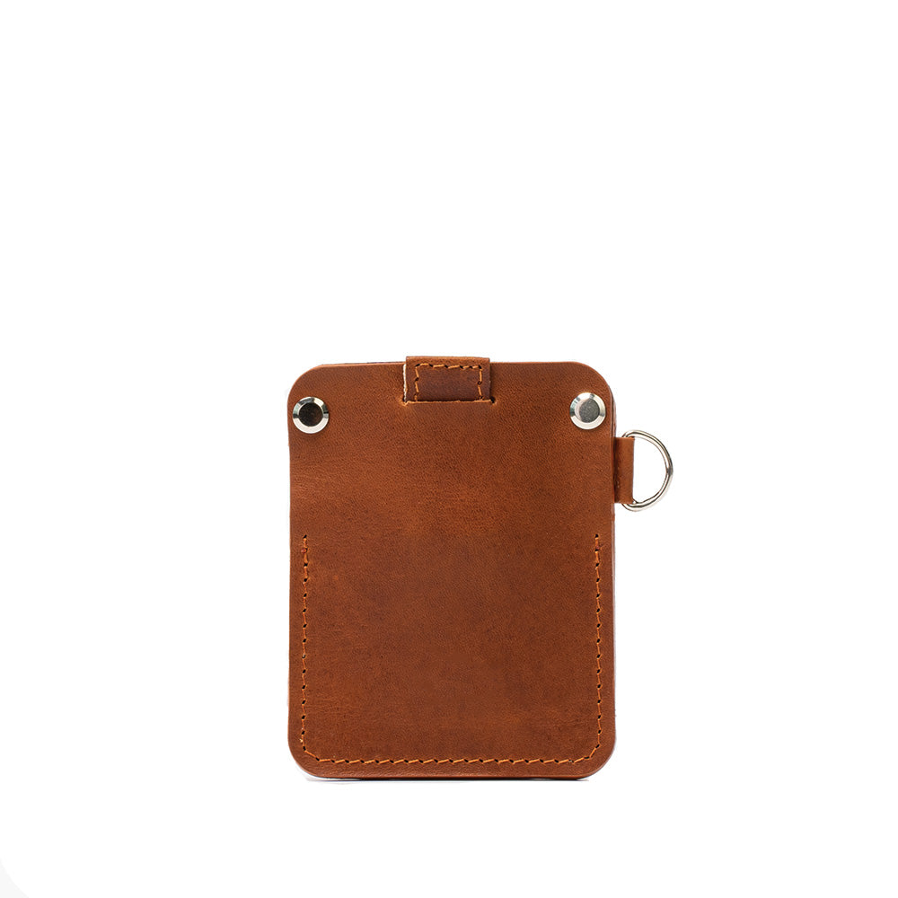 Genuine Leather Slim Keychain Wallet Compatible with AirTag Holder Case  brown