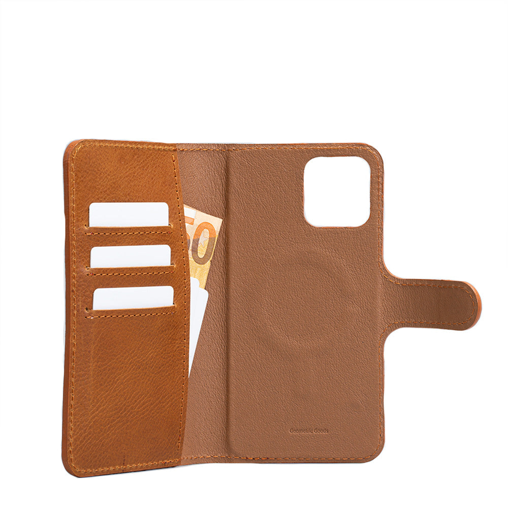 Geometric Goods iPhone 15 Series Leather Folio Case Wallet with MagSafe - The Minimalist 3.0 Brown / iPhone 15 Plus