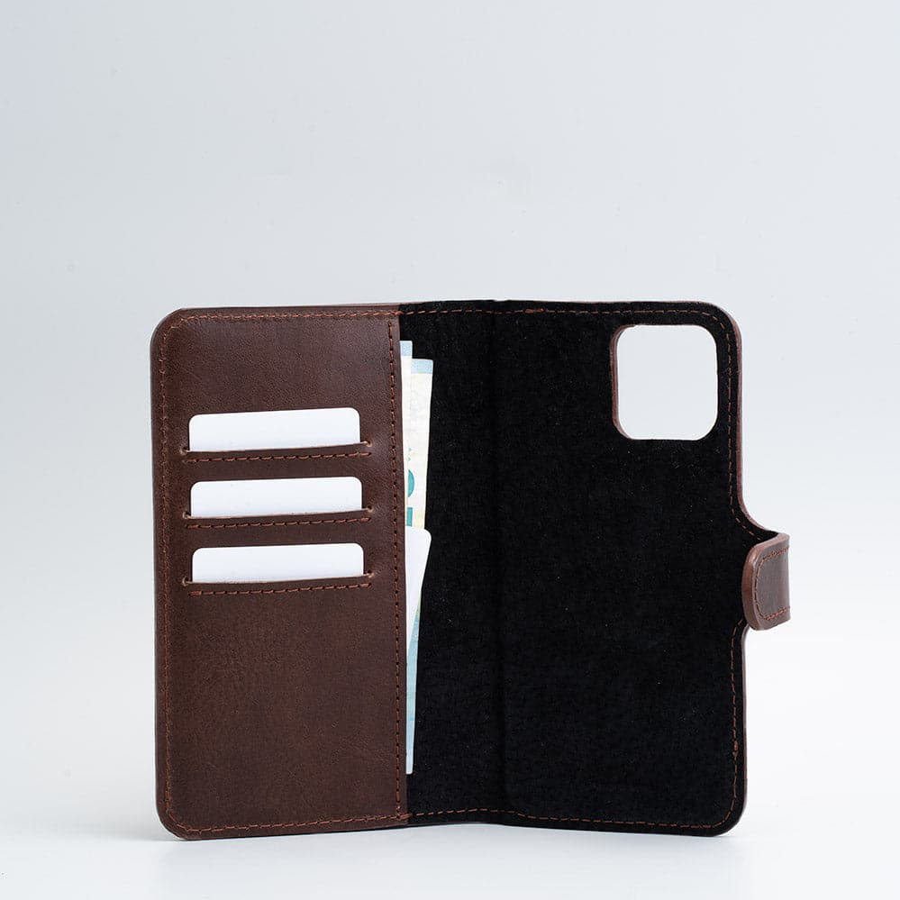 Geometric Goods Leather Folio Case Wallet with MagSafe for iPhone 14 Series Brown / iPhone 14 Pro