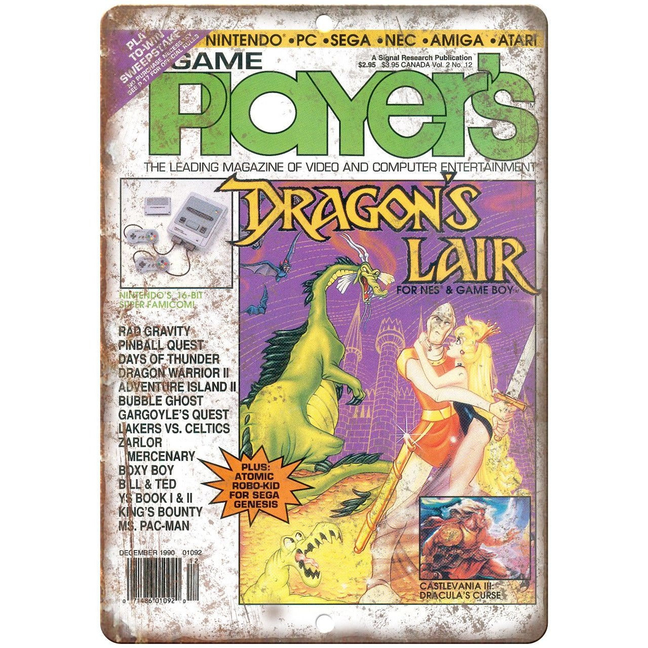 Game Player S Magazine Dragon S Lair Nes 10 X 7 Reproduction Metal S Rusty Walls Sign Shop