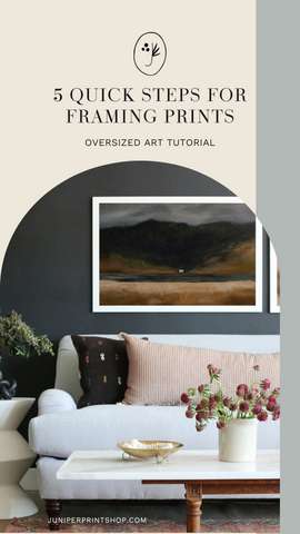 Follow our 5 quick steps for hanging oversized art! www.juniperprintshop.com