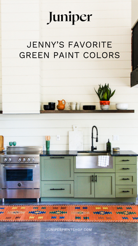 Find all of Jenny's favorite green, blue, and neutral paint colors on our blog - www.juniperprintshop.com