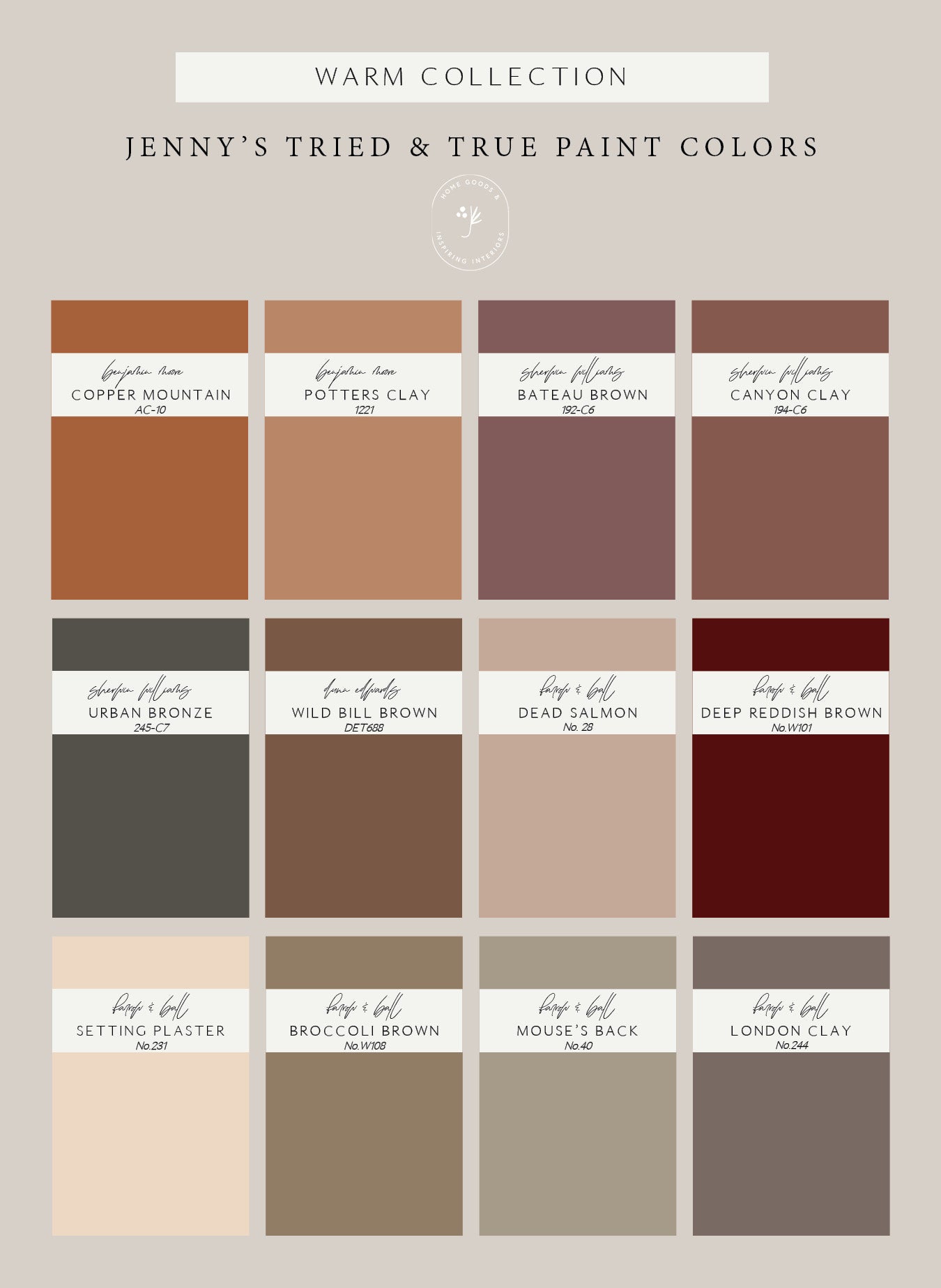 Jenny's favorite warm paint colors - www.juniperprintshop.com