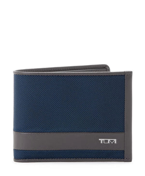 Tumi Men's Alpha Double Billfold 6 Pocket Wallet Navy/Grey - Travel Trek Luggage & Travel Gear