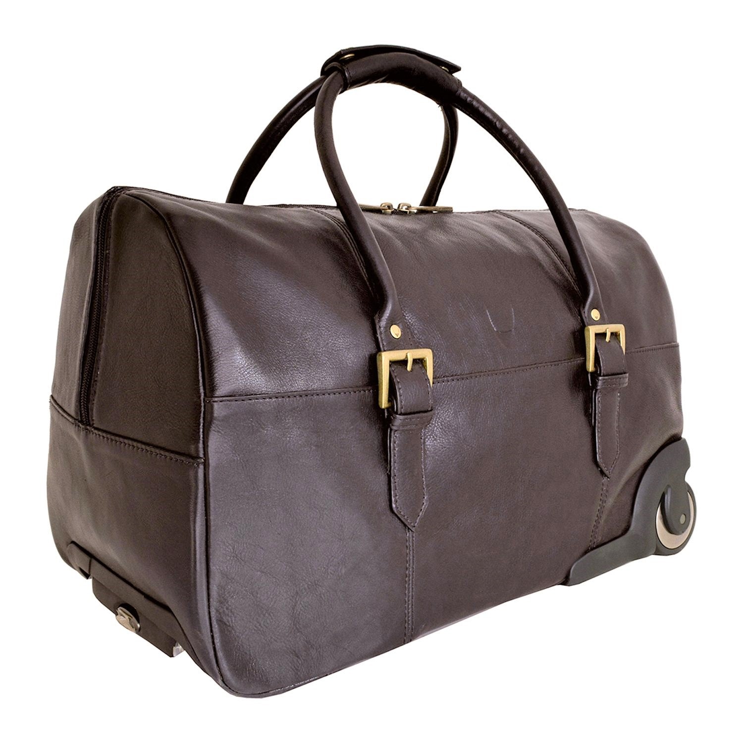 Scully Hidesign Leather Charles 20&quot; Carry-on Wheeled Duffel Bag Brown - Travel Trek Luggage ...