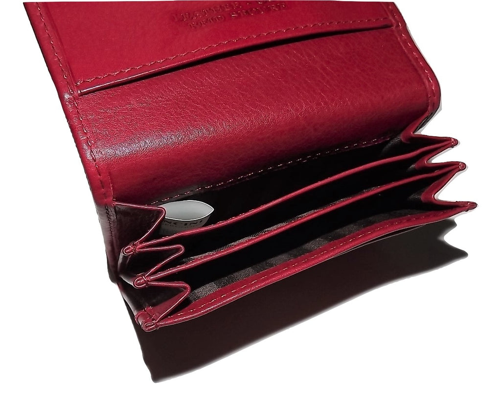 Mancini Women's Leather RFID Blocking Credit Card Case Wallet Red ...