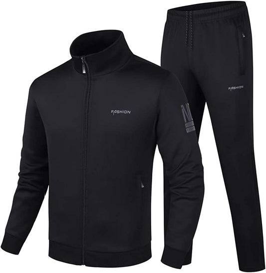 Lavnis Men's Casual Tracksuit Full Zip Running Jogging Athletic Sports  Jacket And Pants Set Black S at  Men's Clothing store