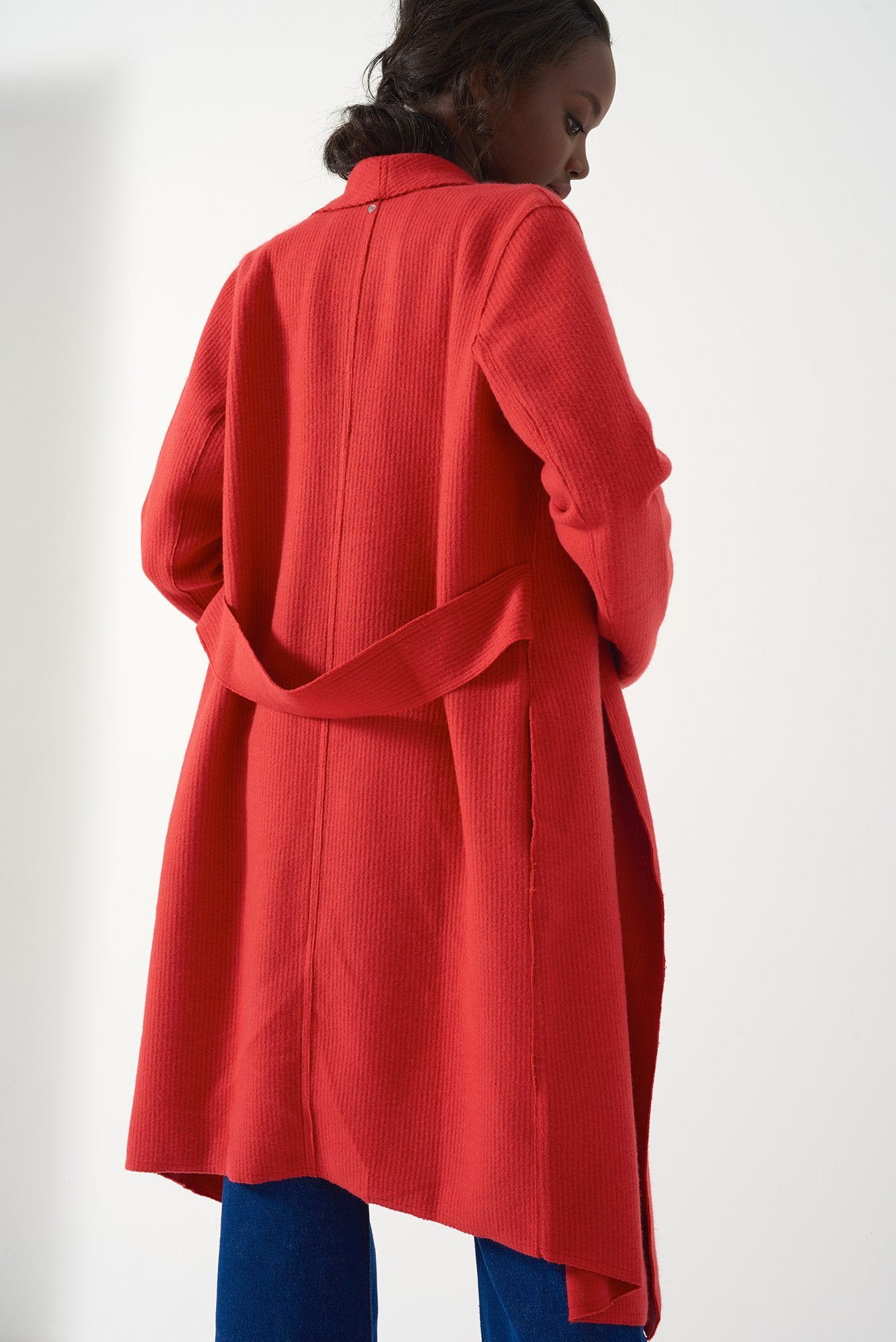 GLORIA RED - Brushed Knit Duster – Søsken Studios