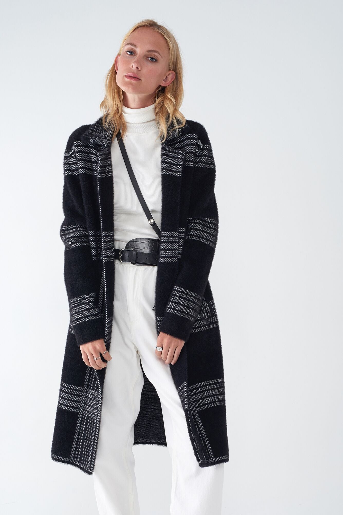 JULIANA - JACQUARD KNIT PLAID DUSTER – Søsken Studios