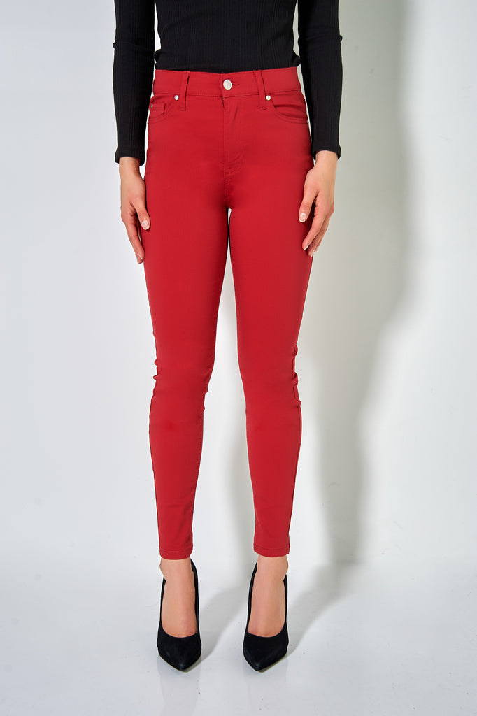 red skinny jean