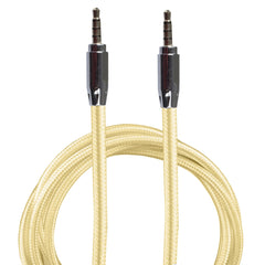 Lilware Braided Nylon Textile 35In (90 cm) Aux Audio Cable 3.5mm Jack Male to Male Cord For Multimedia Devices - Gold
