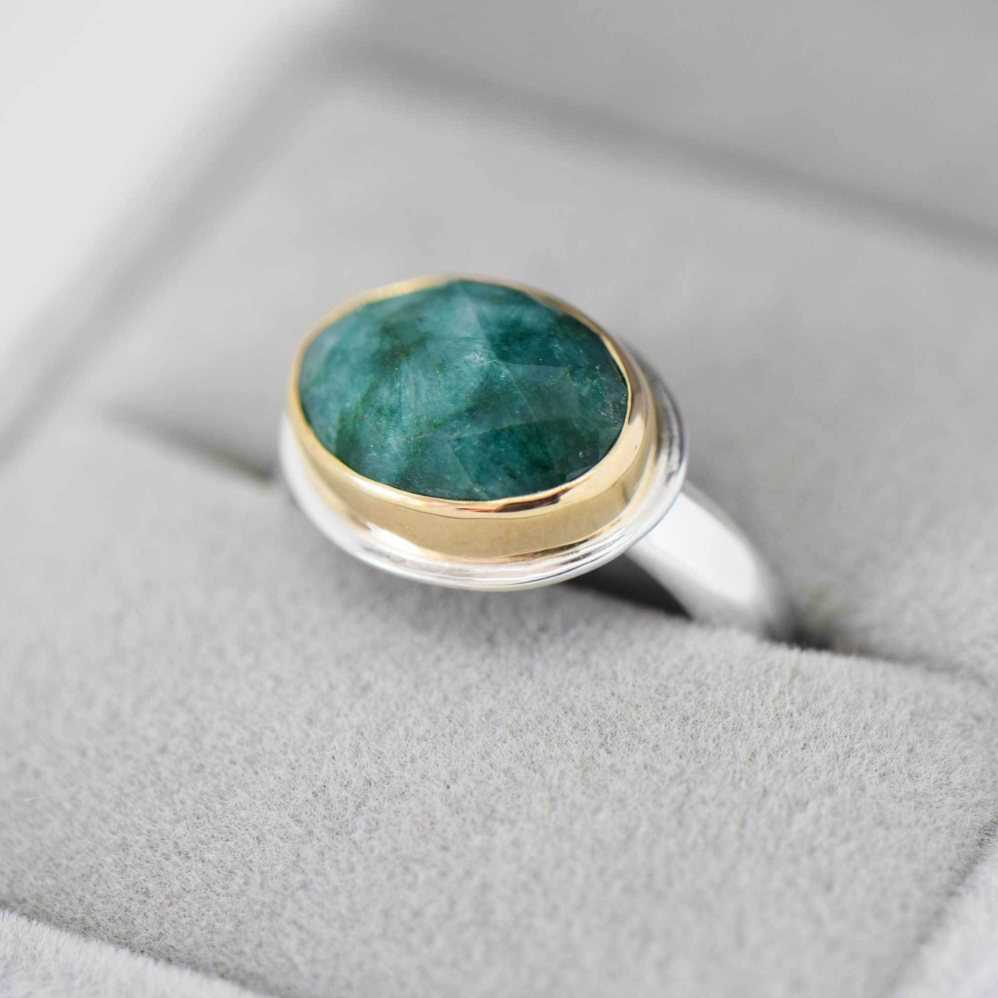 Emerald Ring | 14K Gold and Sterling silver | Made to Order