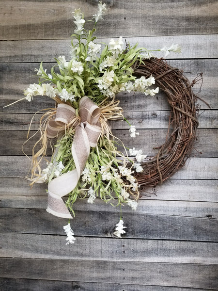 Beautiful Cream Wildflower Floral Wreath – FarmHouse Florals