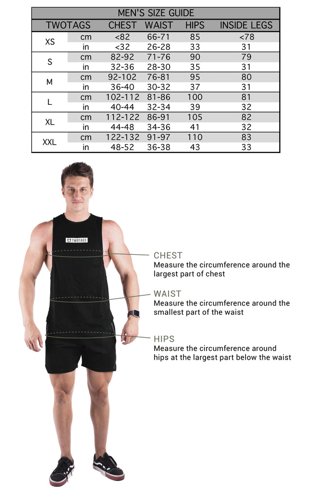 TwoTags | Womens & Mens Size Guides | Gym Wear & Activewear Australia