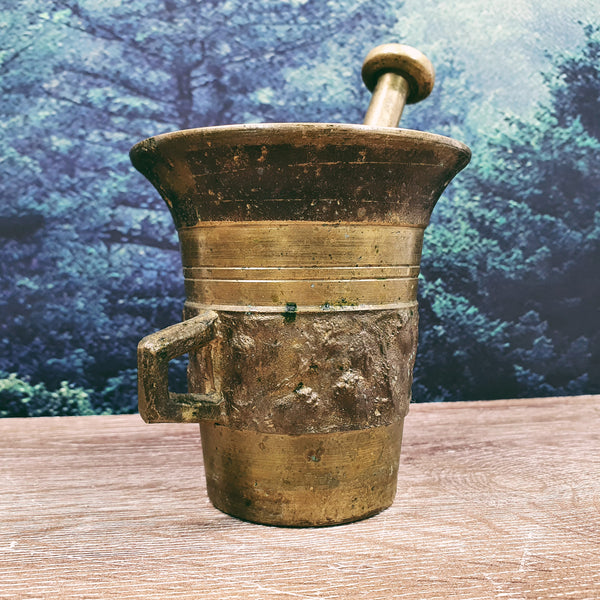 Early-1800s Solid Brass Apothecary Mortar and Pestle
