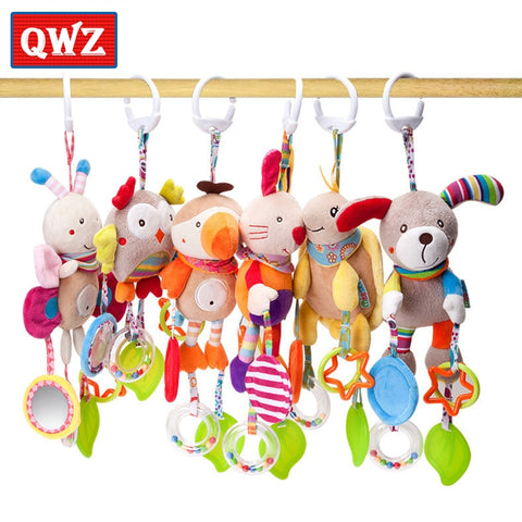 Baby Kids Rattle Toys Cartoon Animal Plush Hand Bell Baby Stroller Crib Hanging Rattles Infant Baby Toys
