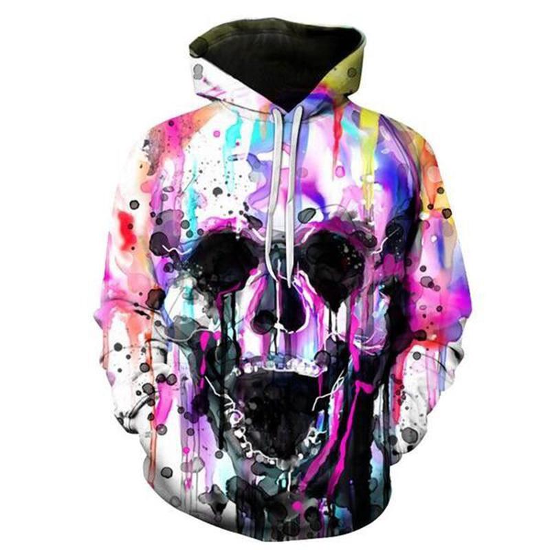 3d skull print hoodie