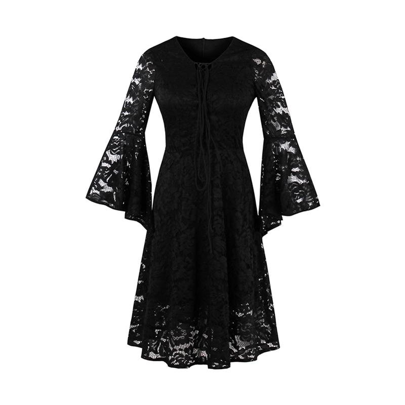 black flare lace dresses