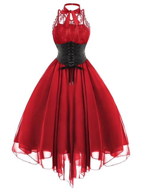 red and black gothic dress