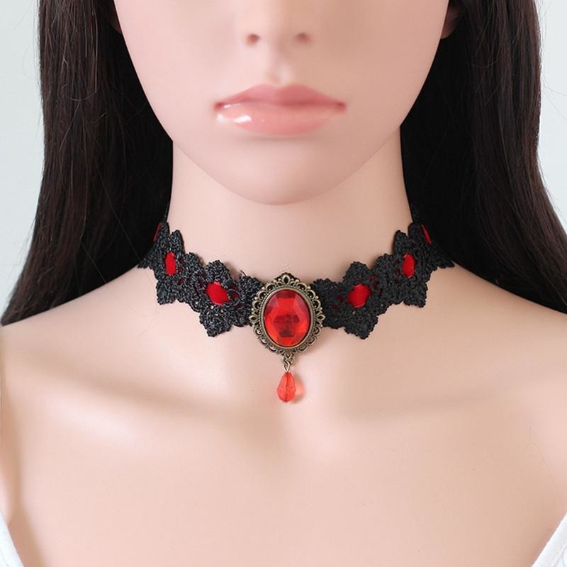 Vintage Crystal Lace Gothic Choker Skullflow