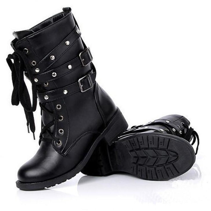 womens black buckle boots