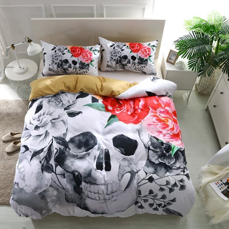 3d Pink Rose Sugar Skull Bedding Set Skullflow