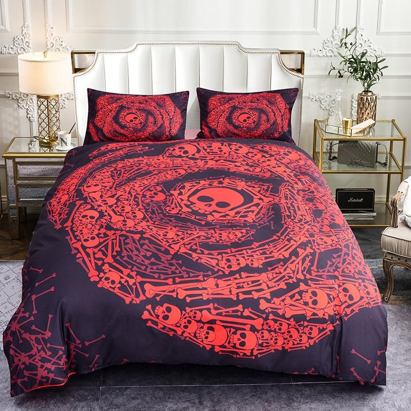 3d Skull Rose Pattern Comforter Bedding Set Skullflow