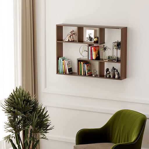 Wudville Braine Wall Mount Corner Shelf, Display Rack, (6 Square