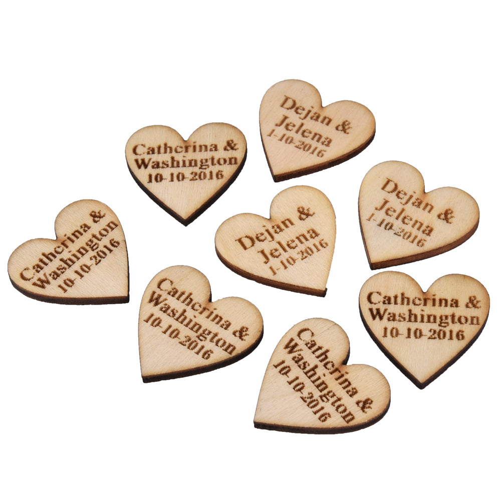 Personalised Heart Table Decorations Engraved Wedding Favors The