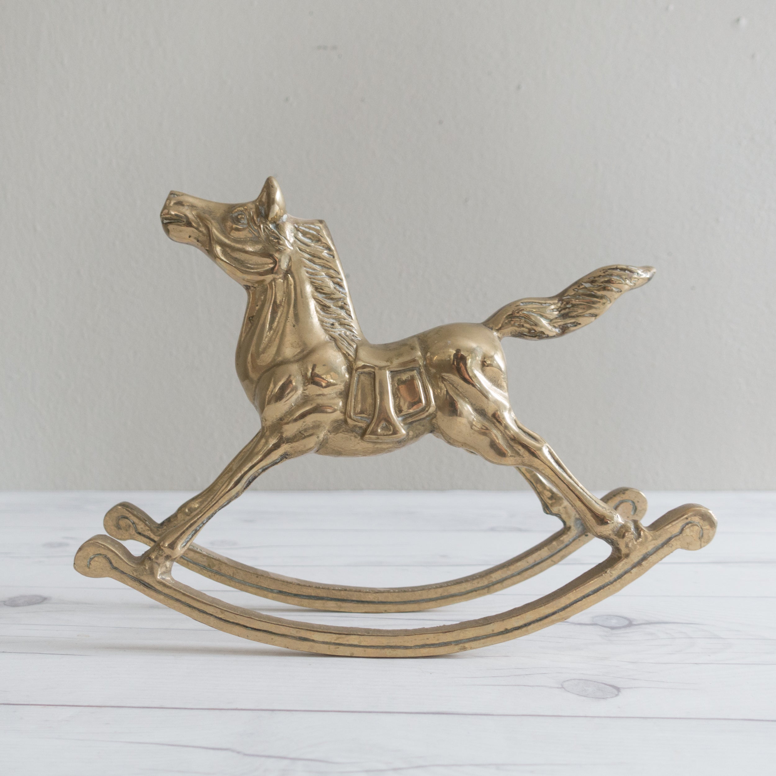 Large Vintage Brass Rocking Horse