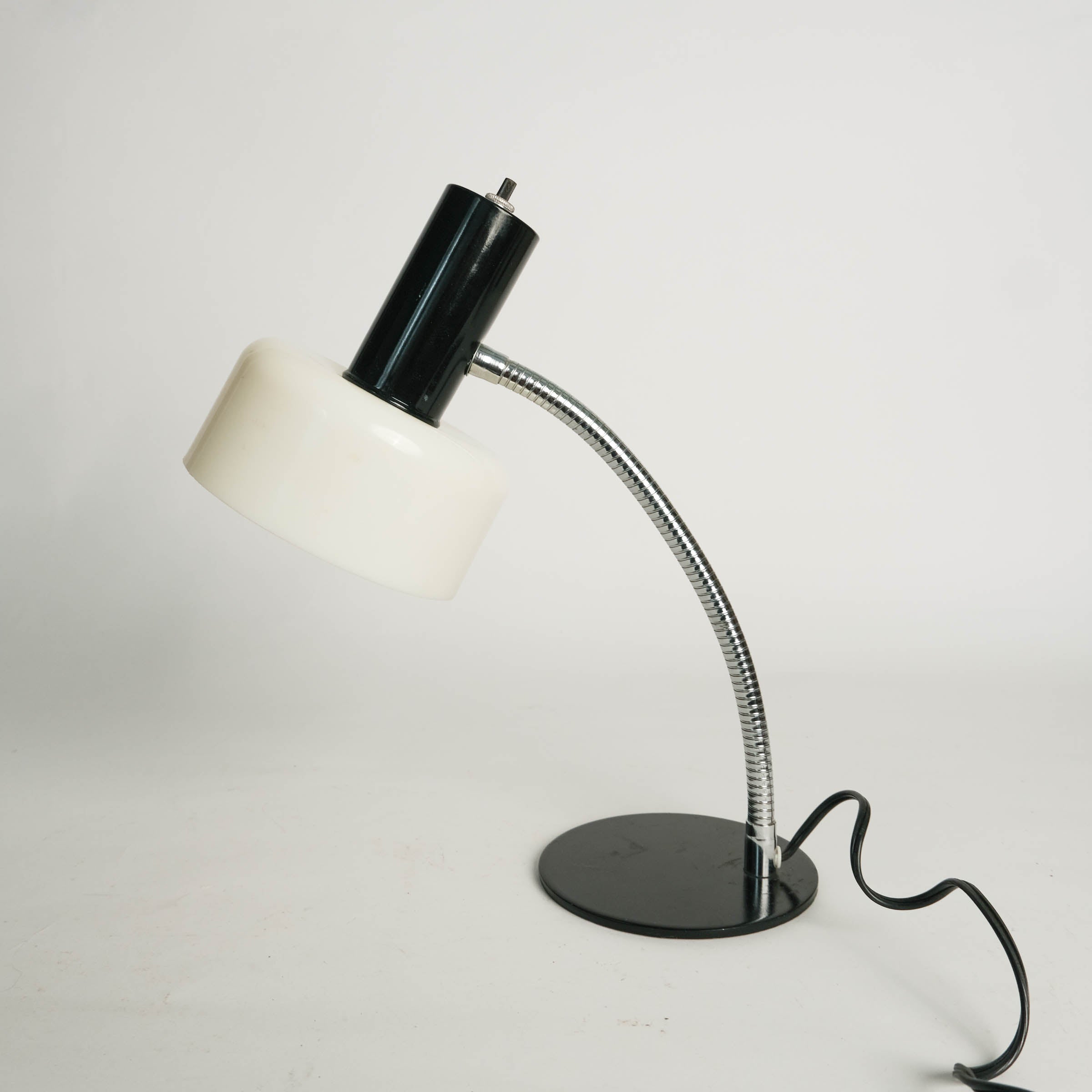 Vintage Black and White Gooseneck Desk Lamp