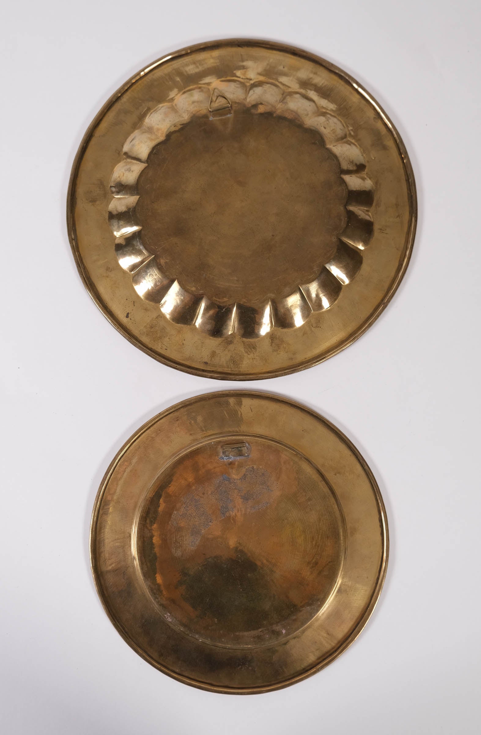 Vintage Decorative Peacock Plate Pair | Indian Brass Decor