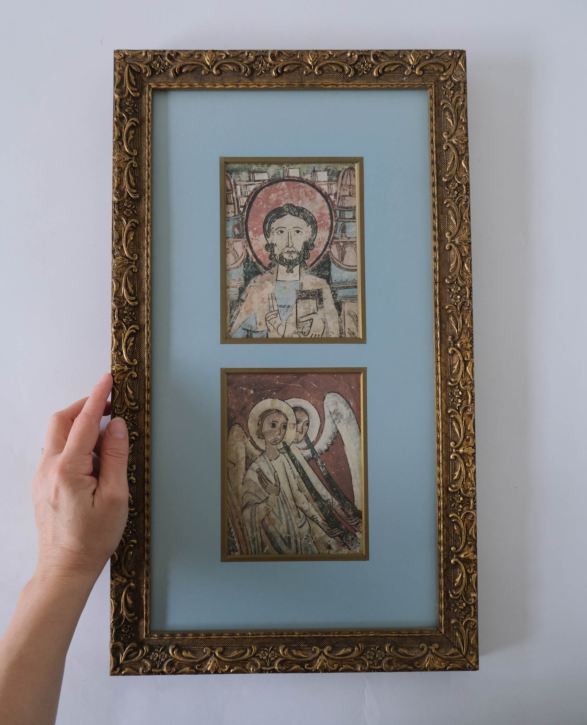 Vintage Byzantine Frescoes Framed Prints Christ Pantokrator and Angels