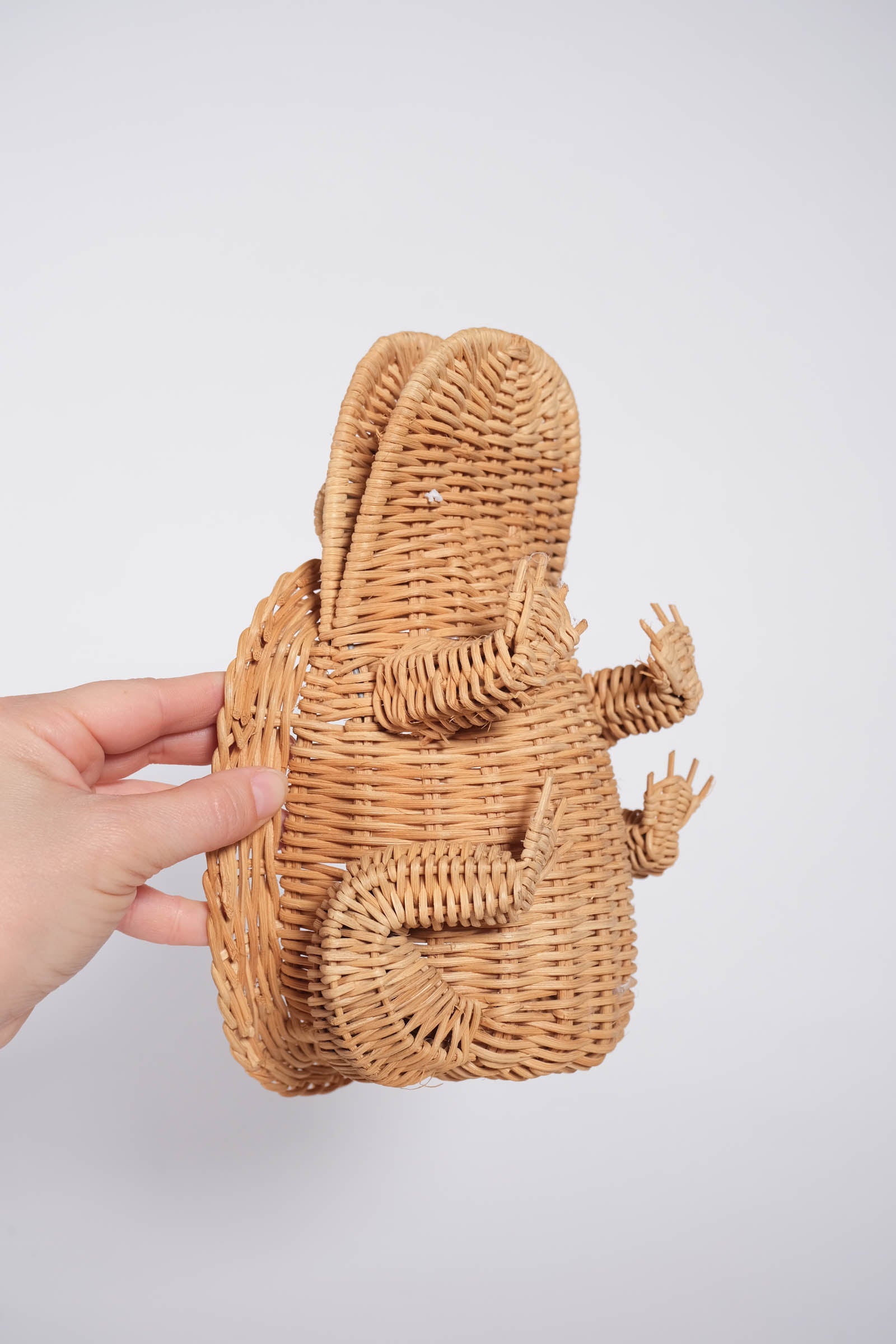 Vintage Wicker Frog Planter Basket