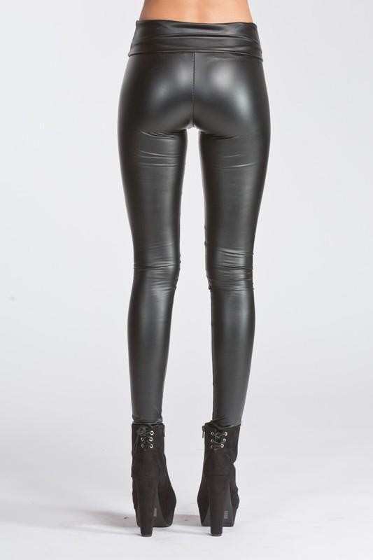 Black Pleather High waisted Leggings