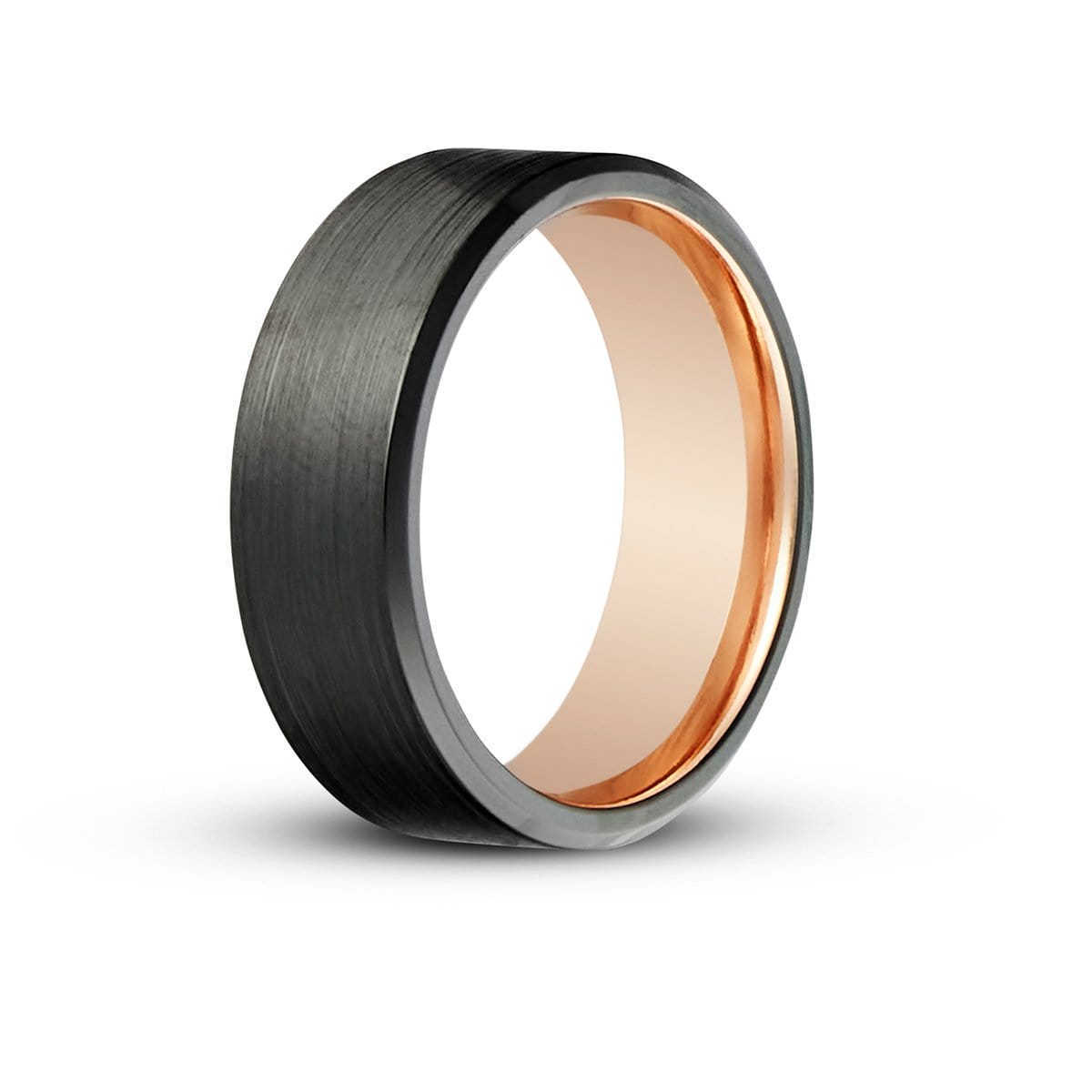 Men's Silver Striped Black Titanium Ring - ETRNL