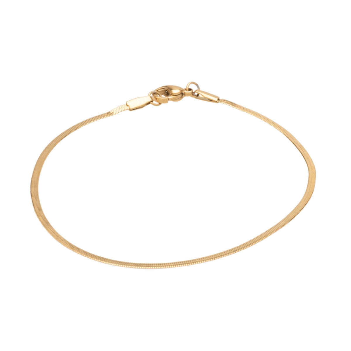 14K Yellow Gold 3.50mm Oval Snake Chain with Lobster Lock Bracelet